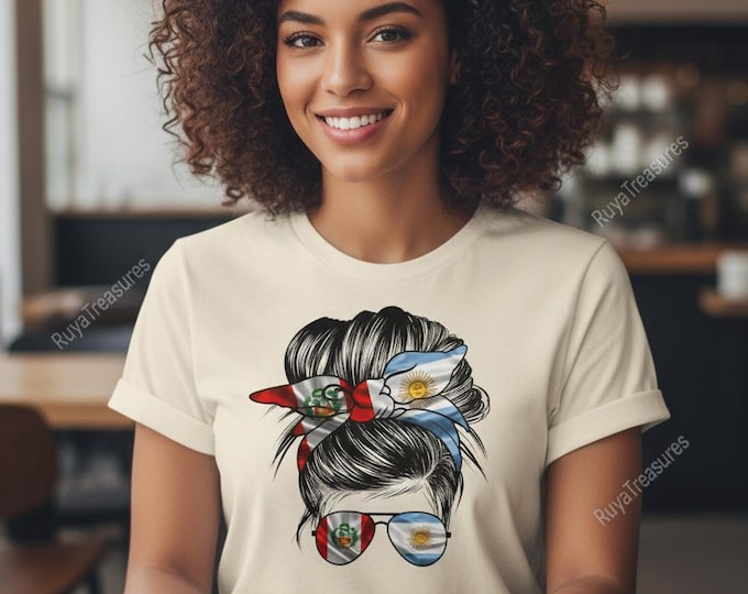 Argentina Peru Messy Bun SVG – LDS Mission Support Design (Digital Download)