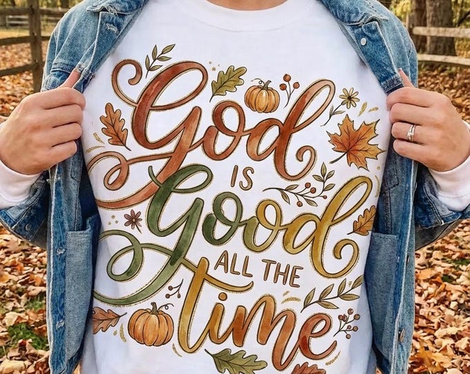 Fall Christian Sweatshirt Design • God Is Good, Autumn Leaves (Digital Download)