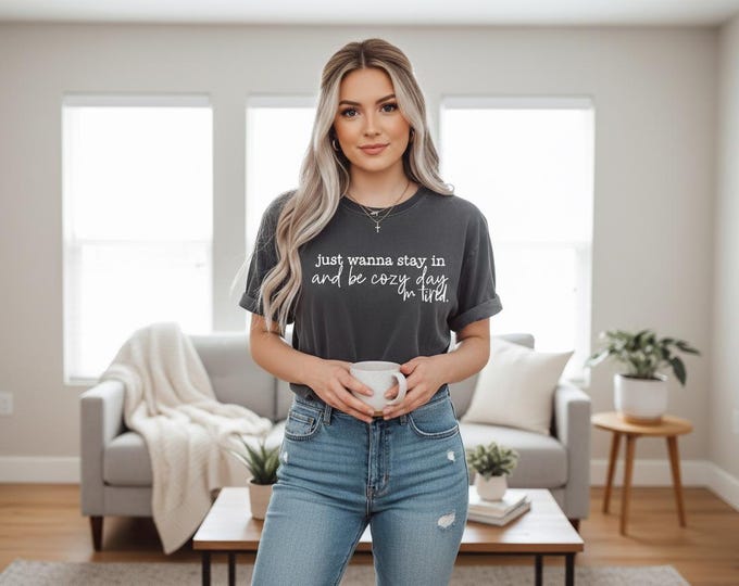 Minimalist Cozy-Inspired Quote Design Created for Relaxed and Comfortable T-Shirt Printing Projects