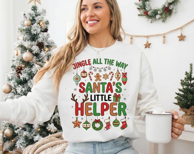 Santa’s Little Helper PNG • Cute Christmas Shirt Design • Jingle All the Way Holiday Sublimation Graphic • Digital Download for T-Shirts