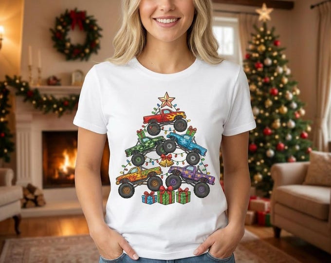 Monster Truck Christmas Tree, Kids Xmas Graphic (Digital Download)
