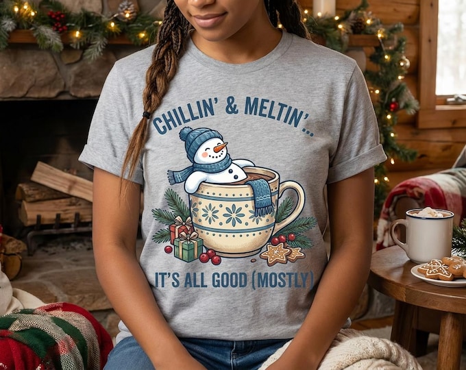 Funny Melting Snowman Christmas Design, Hot Cocoa Mug (Digital Download)