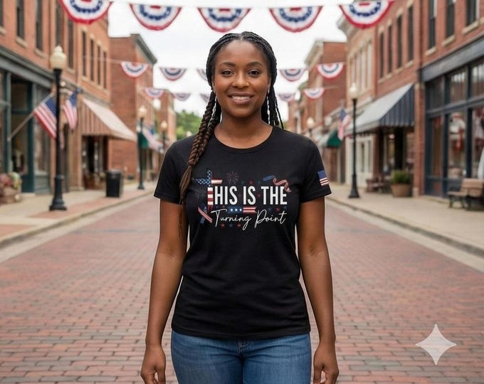 Patriotic Christian T-Shirt • USA Flag Cross, Inspirational Gift