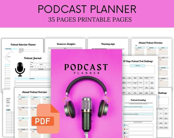 Podcast Planner Printable: Podcaster Journal & Business Plan (Digital Download)