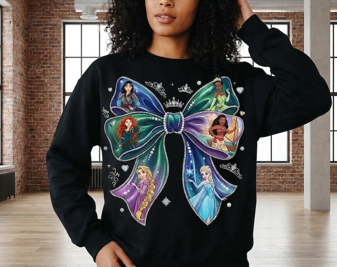 Whimsical Fantasy Princess Bow Shirt Digital Download Colorful Magical Character Art Printable PNG for Sublimation and TShirt Design