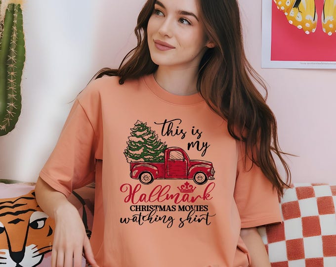 Hallmark Movie Watching Shirt: Vintage Red Truck Christmas Tee