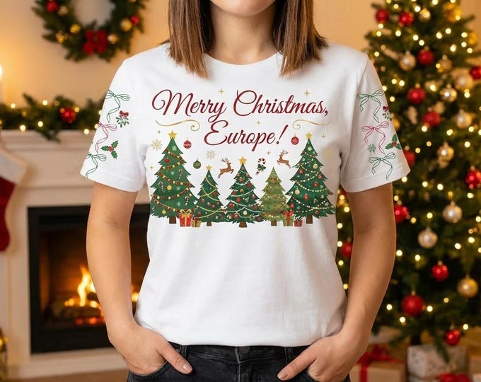 Merry Christmas Europe Sweatshirt • European Holiday Shirt • Christmas Trees Winter Jumper • Festive Holiday Gift • Digital Download PNG