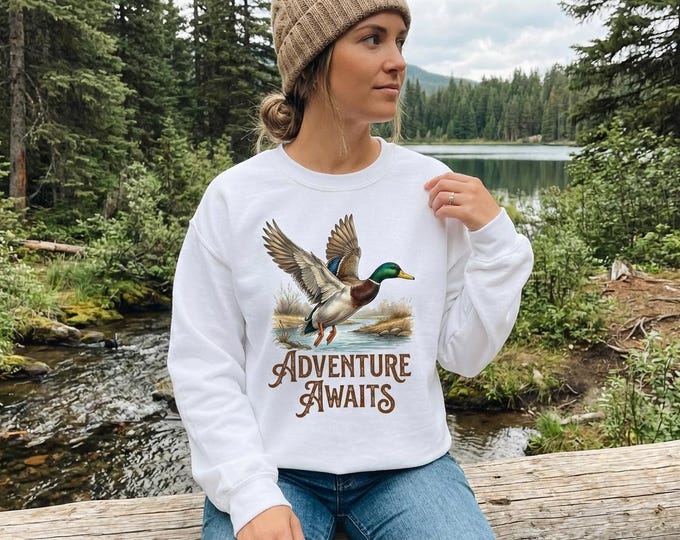 Adventure Awaits Duck Illustration | Vintage Wildlife Graphic (Digital Download)