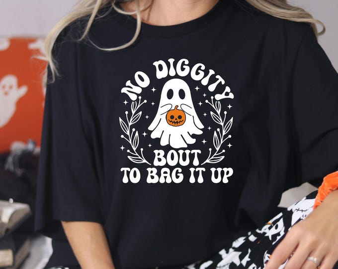 No Diggity Halloween Ghost Sweatshirt: Retro Pumpkin Trick or Treat Pullover