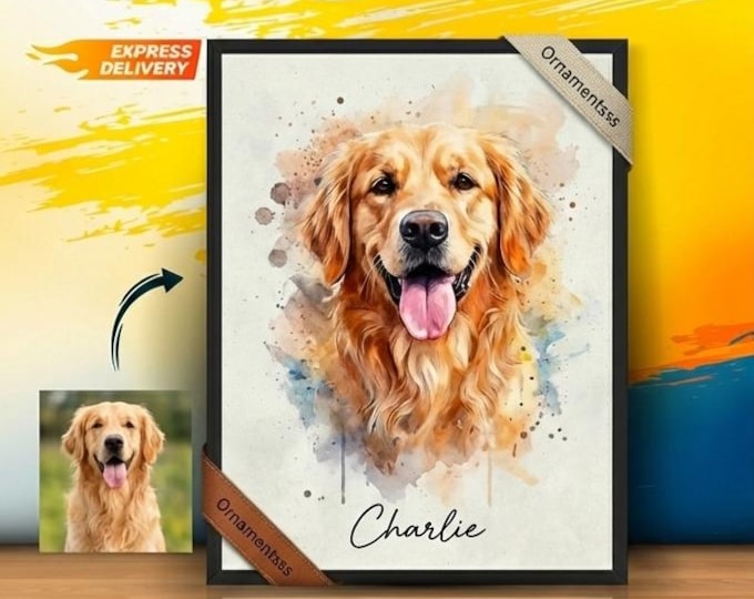 Custom Pet Portrait, Watercolor Dog & Cat Art (Digital Download)