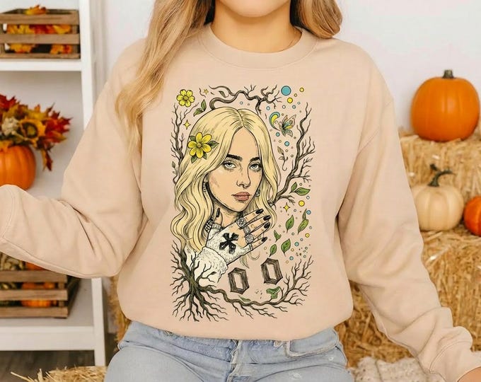 Boho Fantasy Portrait T-Shirt Design • Artistic Floral Girl Illustration • Hand-Drawn Digital Download for Shirts & Sweatshirts