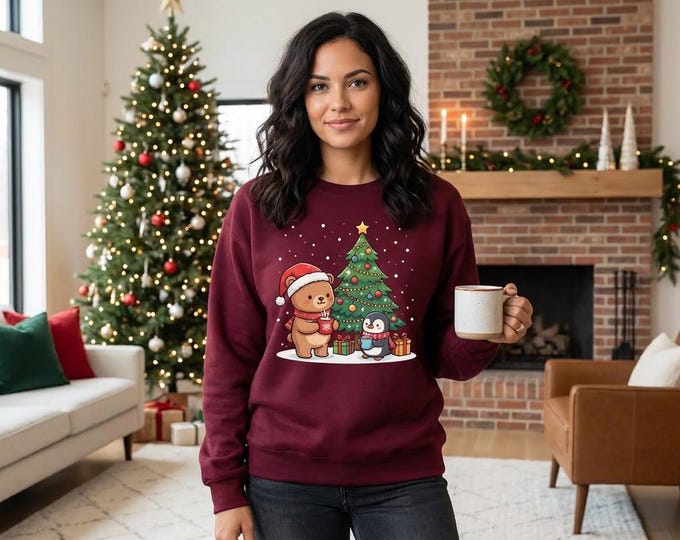 Kawaii Bear Penguin Christmas PNG | Holiday Clipart (Digital Download)