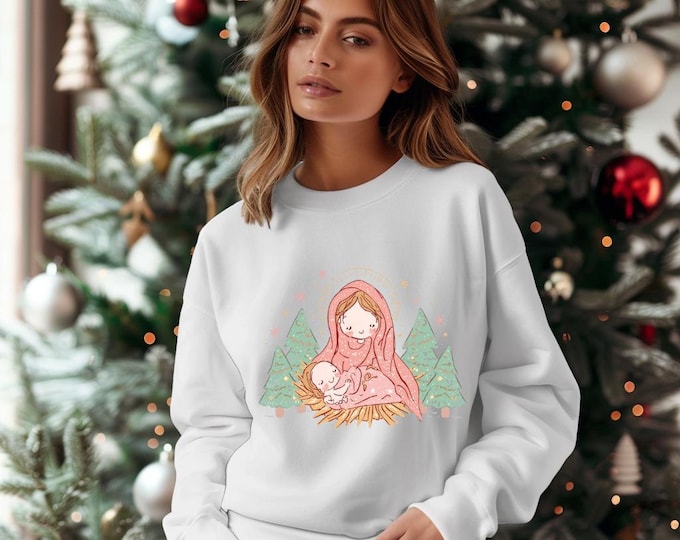 Nativity Mary and Baby Jesus Clipart | Holy Family Pastel Sublimation Art