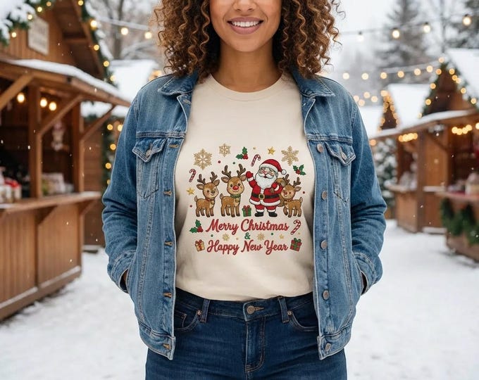 Tis The Season Christmas PNG • Cute Embroidery Style Holiday Shirt Design • Festive Cartoon Inspired Digital Download
