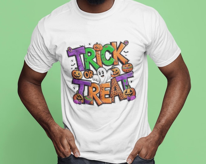 Halloween Trick or Treat T-Shirt: Unisex Ghost Graphic Tee