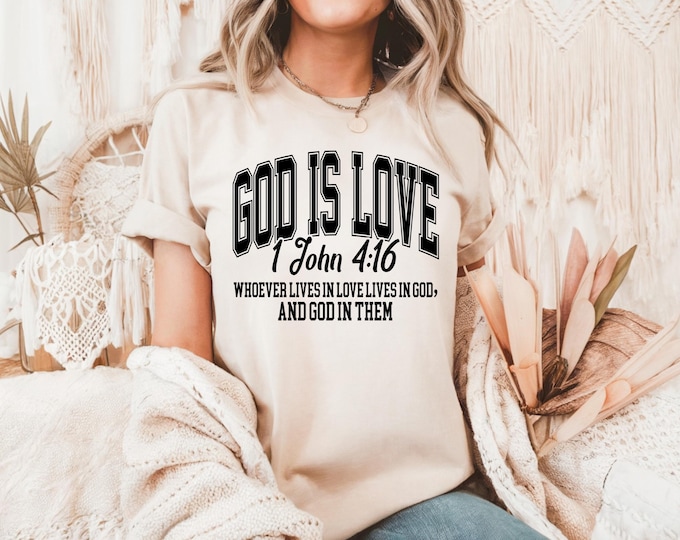 God Is Love Christian T-Shirt Design: Bible Verse PNG (Digital Download)