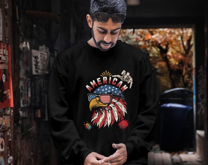 American Eagle Sweatshirt – Patriotic USA Flag Pullover