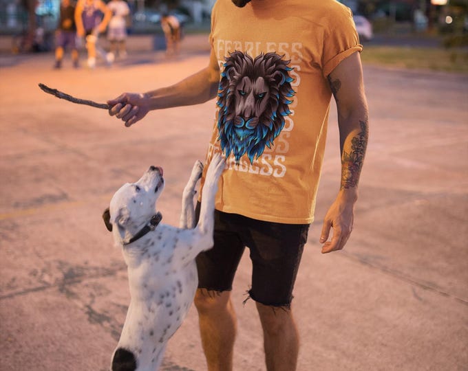 Fearless Lion T-Shirt – Bold Blue Mane Graphic Tee