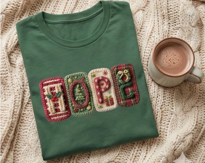 Crochet HOPE Christmas T-Shirt – Festive Holiday Graphic (Digital Download)