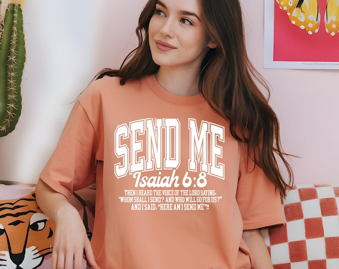 Isaiah 6:8 Christian T-Shirt, Scripture Graphic Tee