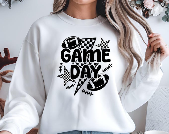 Football Spirit Crewneck: Soft Cotton Blend Sweatshirt for Game Day Tailgating & Cheering