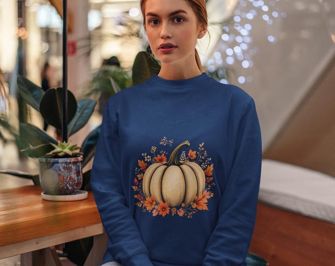 Boho Fall Floral Pumpkin PNG: Retro Autumn Design (Digital Download)