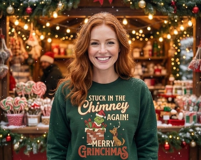 Merry Grinchmas SVG – Stuck in Chimney Christmas Design (Digital Download)