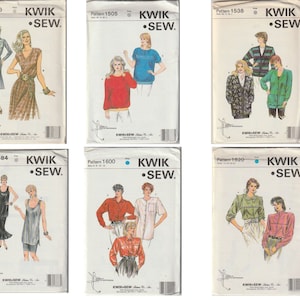 kwik sew 1183 1505 1538 1584 1600 1620 vintage blouse dress jacket sewing pattern