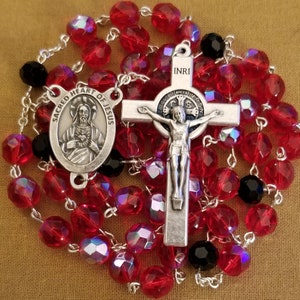 Sacred Heart of Jesus Red Aurora Borealis Rosary