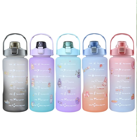 water bottle 2 Liter Water Bottle with Straw Female Girls Large Portable  Travel Bottles Sports Fitness Cup Summer Cold Water with Time Scale1 P230324