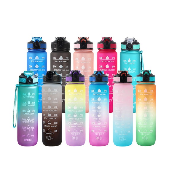 1L Motivational Water Bottles, Water Bottle With Hourly Time