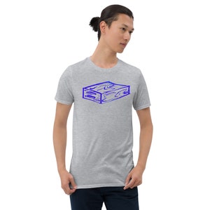 T-shirt unisex a maniche corte con scatola di mele, passami una scatola di mele, una t-shirt set di film, una presa e una maglietta elettrica per scatole di mele