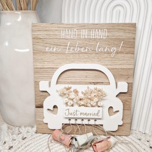 Holzkarte zur Hochzeit, Geldgeschenk, Hochzeitsgeschenk aus Raysin und Holz