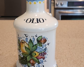 Vintage Deruta Oil Jar Ceramic Oil Canister Majolica