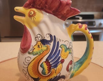 Vintage Hand painted Deruta Ceramic Chicken Rooster