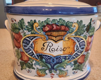 Vintage Rice Jar Ceramic Rice Canister Majolica