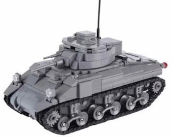 WW2 Building Block American USA Sherman Military Tank
