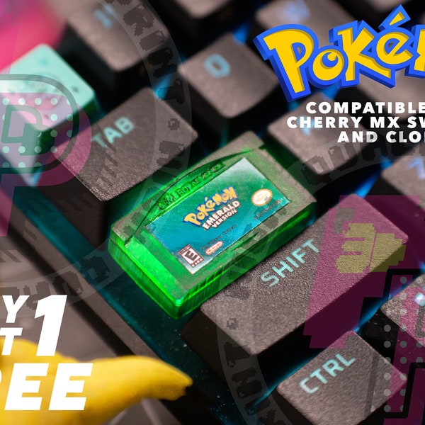 Pokemon Themed Gameboy keycap, Custom Gameboy Advance Cartridge Keycaps, Leaf Green, Fire Red, Ruby, Emerald, Saphire, Custom keycap