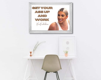 arte de pared de oficina, arte de pared divertido, Kim Kardashian