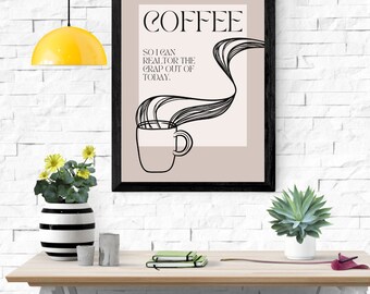 Arte de pared de agente inmobiliario, café, decoración de oficina, descarga imprimible