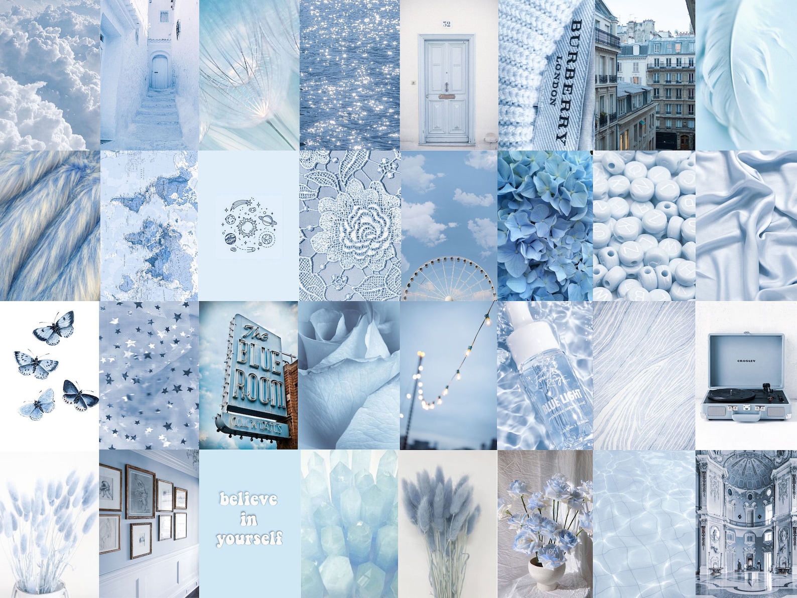 Light Blue Aesthetic Photo Wall Collage | Digital Download | 80 Photos ...