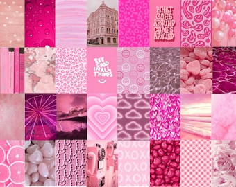 Rosa Ästhetische Foto Wand Collage | Digitaler Download | 80 Fotos