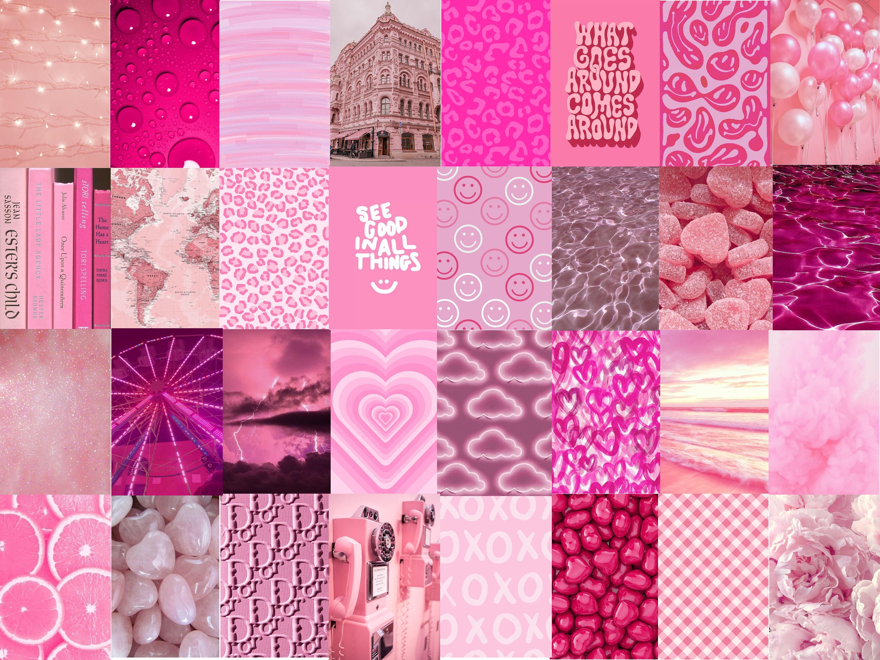 130PCS Boujee Pink Aesthetic Prints Luxury Pink Wall Collage -  in 2023