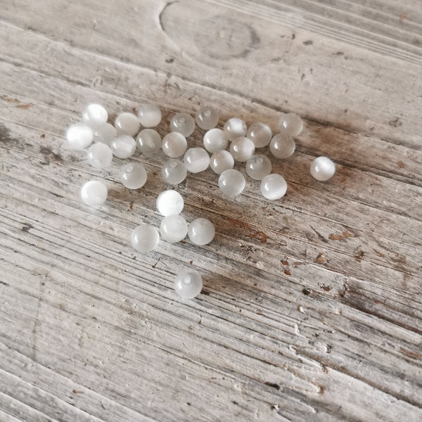 Perles oeil de chat / Naturel / 6mm / Lot de 10 perles
