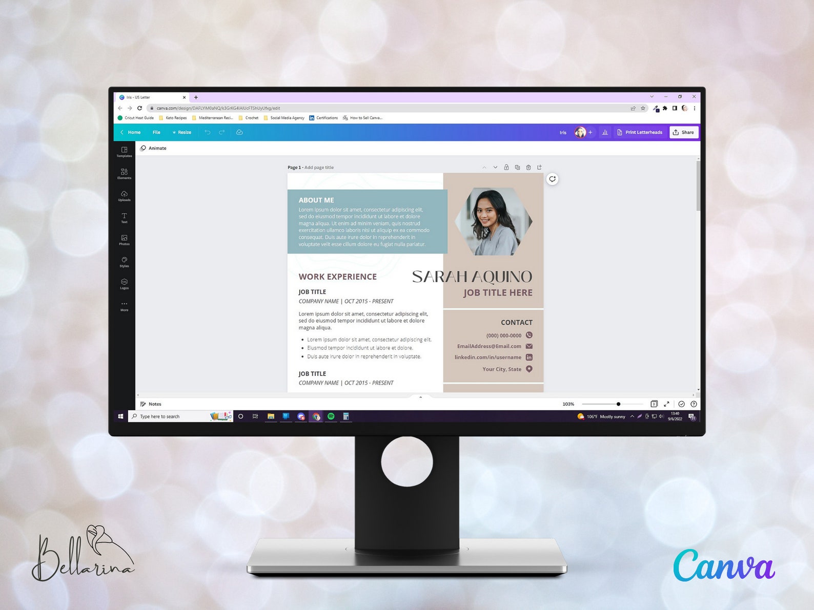 Resume Cover Letter Template Canva Modern Resume Iris Resume Etsy