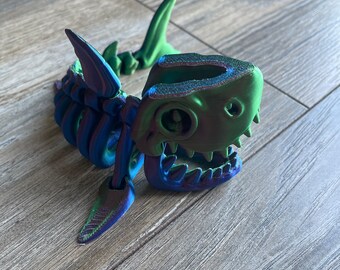 Juguete articulado/anti-estrés con diseño de tiburón esqueleto impreso en 3D de Flexi Factory