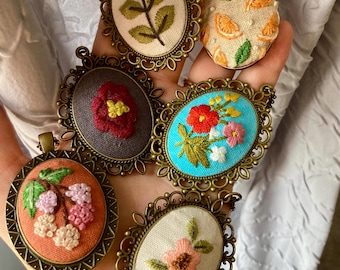 Hand-embroidered Pendant Necklaces