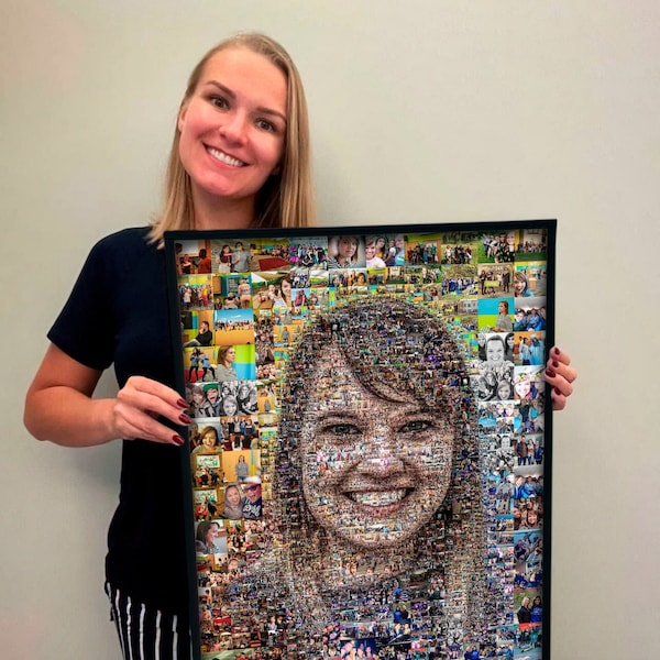 Personalized Framed photo mosaic gift - portrait from your many photos