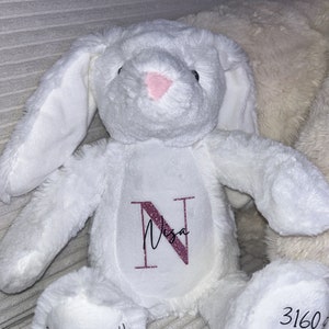 Personalisiertes Kuscheltier/ Stofftier / Geschenk zur Geburt / Geschenk Kinder / Geschen Weihnachten / Geschenk Geburtstag / Geschenk Taufe Weißer Hase