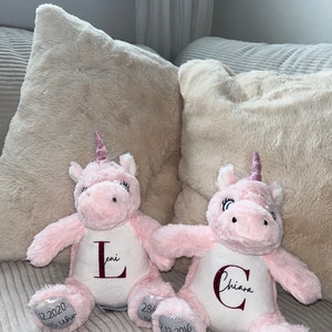 Personalisiertes Kuscheltier/ Stofftier / Geschenk zur Geburt / Geschenk Kinder / Geschen Weihnachten / Geschenk Geburtstag / Geschenk Taufe Einhorn